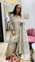 STITCHED PURE TISSUE ORGANZA SHARARA SETS.