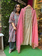 UNSTITCHED PURE MULMUL CHANDERI PITA WORK SUITS