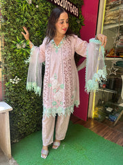 STITCHED HAKOBA MIRROR WORK CUTWORK LACES SUITS.