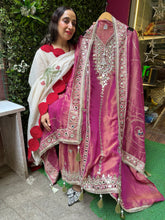UNSTITCHED PURE SHIMMER SILK MIRROR WORK SUITS.