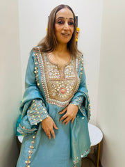 STITCHED PURE TISSUE ORGANZA GARARA SETS WITH MIRROR WORK