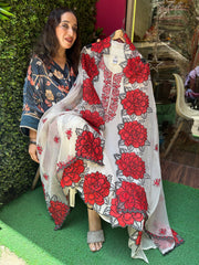 UNSTITCHED SOFT PAKISTANI ORGANZA CUSHIONING WORK SUITS.