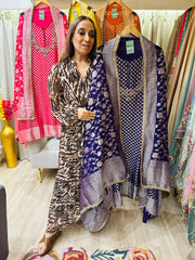 UNSTITCHED PURE GEORGETTE BANARSI WEAVING SUITS WITH HANDWORK ON NECK WITH BANARSI DUPATTAS