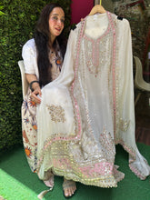 UNSTITCHED PURE TISSUE BANARSI HANDWORK SUITS.