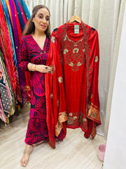 UNSTITCHED PURE SATIN SILK SUITS WITH TILLA AND RESHAM WORK