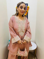 STITCHED PURE CRUSH TISSUE NALKI WORK CUTDANA WORK CHOGA SETS WITH POTLIS