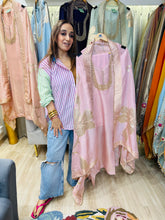 UNSTITCHED PURE SHIMMER SILK NALKI WORK SUITS.