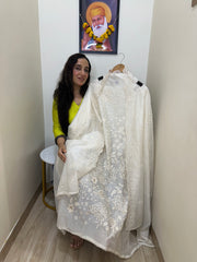 UNSTITCHED PURE MULMUL CHANDERI RESHAM WORK SUITS