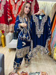 STITCHED PURE RUSSIAN SATIN ANTIQUE WORK SUITS.