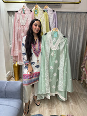 UNSTITCHED PURE MULMUL CHANDERI EMBROIDERED SUITS.