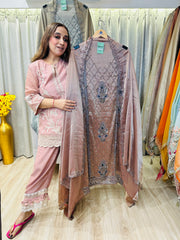 UNSTITCHED PURE GIRAFFE TISSUE HANDWORK JEWELLERY SUITS
