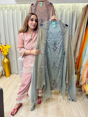UNSTITCHED PURE GIRAFFE TISSUE HANDWORK JEWELLERY SUITS