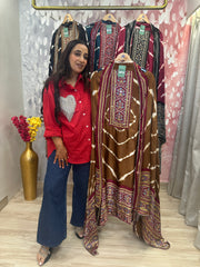 Unstitched pure GAJJI SILK SUITS.