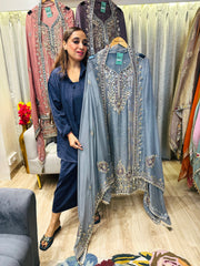 UNSTITCHED PURE TISSUE ORGANZA HANDWORK SUITS