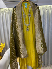 UNSTITCHED PURE RUSSIAN SILK KUNDAN WORK SUITS.