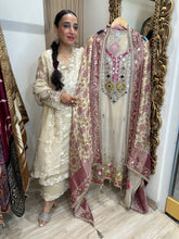 UNSTITCHED PURE TISSUE ORGANZA HANDWORK SUITS.