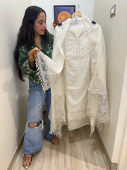 UNSTITCHED PURE SOFT COTTON LACES AND RESHAM WORK SUITS.
