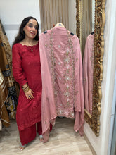 UNSTITCHED PURE MULMUL RESHAM WORK SUITS.