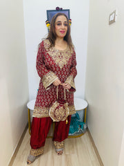 STITCHED AJRAK PRINTING CHOGA SETS WITH POTLIS.