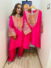 STITCHED PURE SILK ANTIQUE WORK DABKA WORK CHOGA SETS.