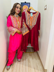 STITCHED PURE SILK ANTIQUE WORK DABKA WORK CHOGA SETS.