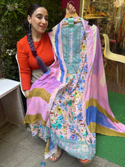 Unstitched PURE MULMUL VINTAGE PRINTING SUITS.