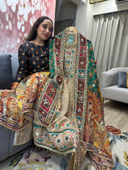 UNSTITCHED PURE TISSUE ORGANZA HANDWORK SUITS.