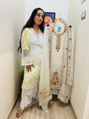 UNSTITCHED PURE SOFT ORGANZA HANDWORK SUITS.