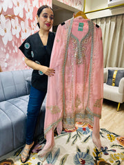 UNSTITCHED PURE ORGANZA HANDWORK SUITS.