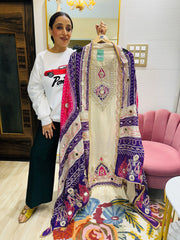 UNSTITCHED PURE TISSUE ORGANZA SUITS.