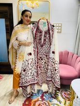 UNSTITCHED PURE MULMUL CHANDERI CALCUTTA WORK INSPIRED SUITS.