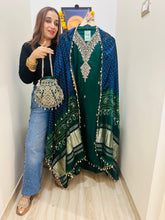 UNSTITCHED PURE RUSSIAN SILK SUITS WITH ANTIQUE WORK WITH POTLIS.