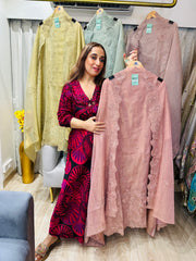 UNSTITCHED PURE CRUSHED SILK PARSI WORK SUITS