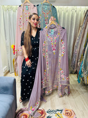 UNSTITCHED PURE SOFT ORGANZA HANDWORK SUITS.