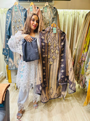 UNSTITCHED PURE SHIMMER LINEN DIGITAL PRINTING SUITS .
