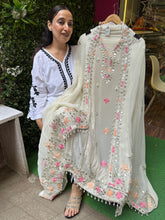 Unstitched pure SOFT ORGANZA HANDWORK SUITS.