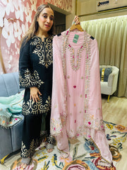 UNSTITCHED PURE SOFT ORGANZA HANDWORK SUITS.