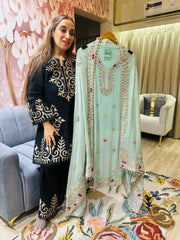 UNSTITCHED PURE SOFT ORGANZA HANDWORK SUITS.