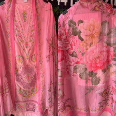 UNSTITCHED PURE MULMUL COTTON SCHIFFLI WORK SUITS.