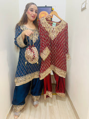 Stitched Ajrak CHOGA SETS WITH POTLIS