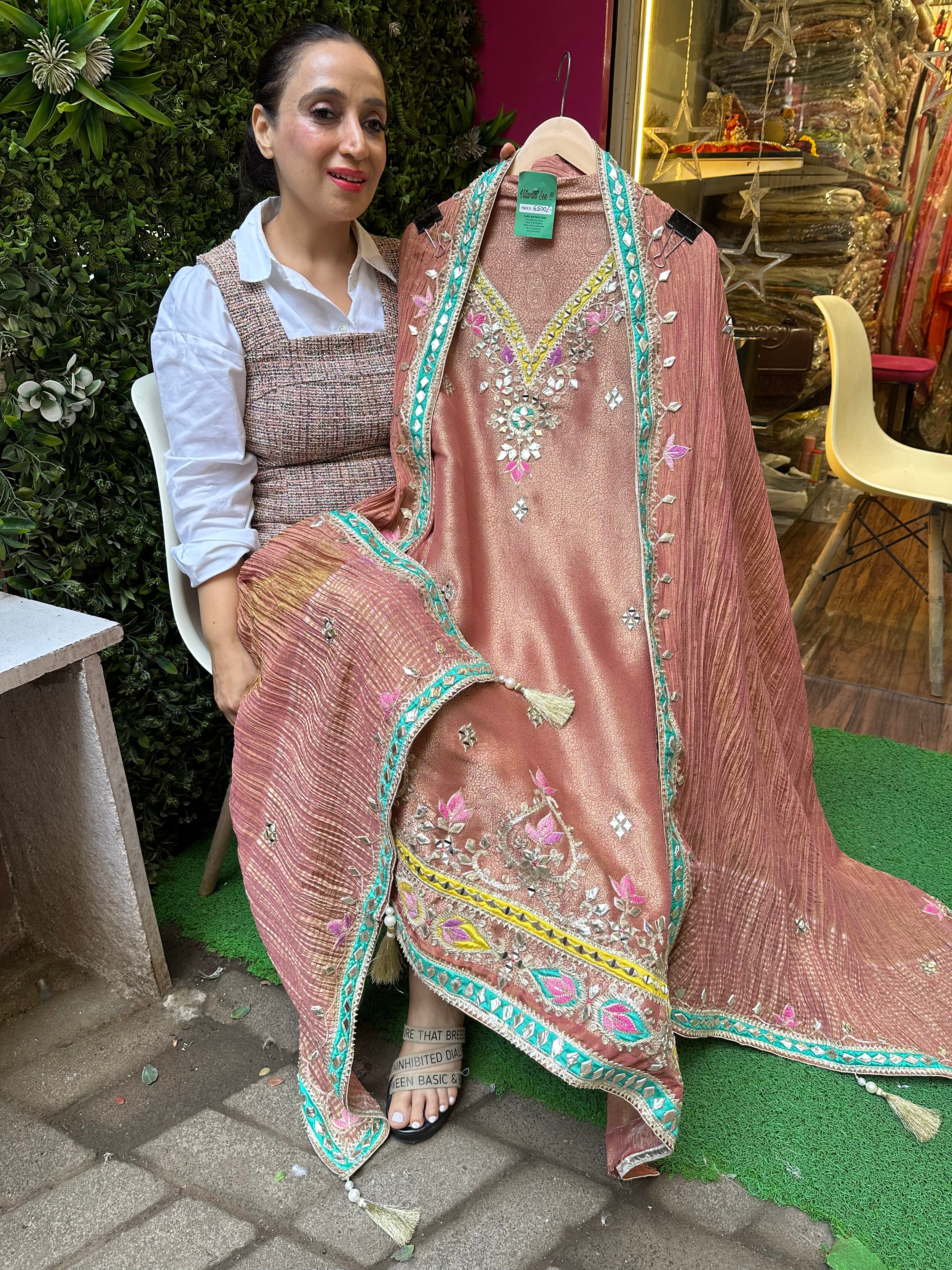 UNSTITCHED PURE TISSUE ORGANZA HANDWORK SUITS.