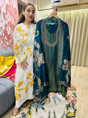 UNSTITCHED PURE SHIMMER SILK NALKI WORK SUITS