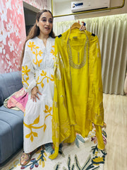 UNSTITCHED PURE SHIMMER SILK NALKI WORK SUITS