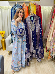UNSTITCHED PURE GEORGETTE BANARSI WEAVING HANDWORK SUITS WITH POTLIS
