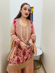 stitched pure TISSUE SILK PARSI WORK SUITS