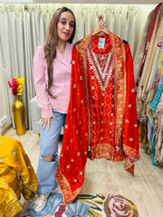 UNSTITCHED PURE RUSSIAN SILK PATOLA PRINTING GOTTA WORK SUITS
