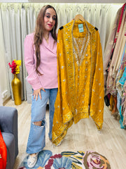 UNSTITCHED PURE RUSSIAN SILK PATOLA PRINTING GOTTA WORK SUITS
