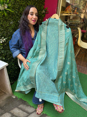 Unstitched pure shimmer silk suit