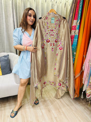 UNSTITCHED PURE BANARSI TISSUE HANDWORK SUITS