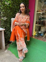 STITCHED PURE CHINON BEAD WORK SHARARA SETS .
